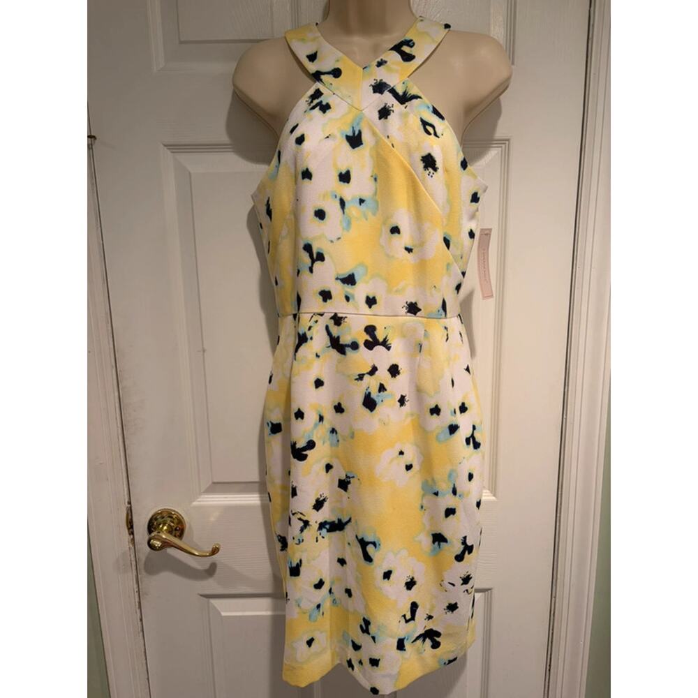 Katherine Kelly Kennedy Dress Size 6 Yellow Floral Sheath NWT Spring Easter
